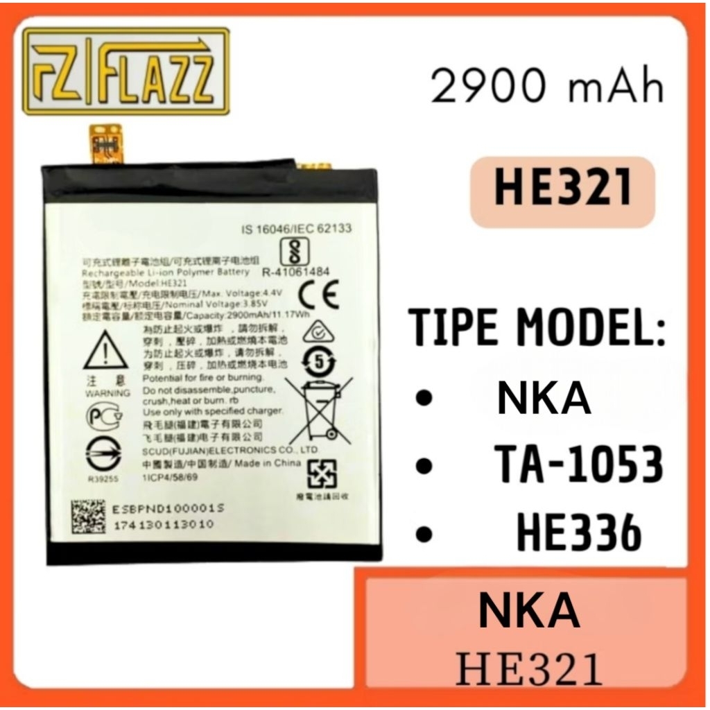 BATERAI BATRE BATTERY NKA 5 HE321 HE336 TA-1053 ORIGINAL