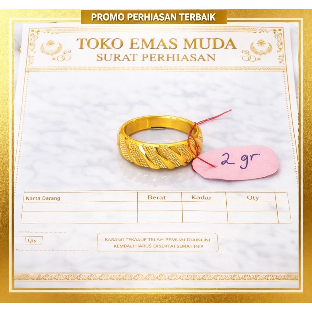 Cincin Wanita Motif Spiral Premium Berlapis Emas Muda Mewah Elegan Perhiasan Wanita Dapat Surat Toko