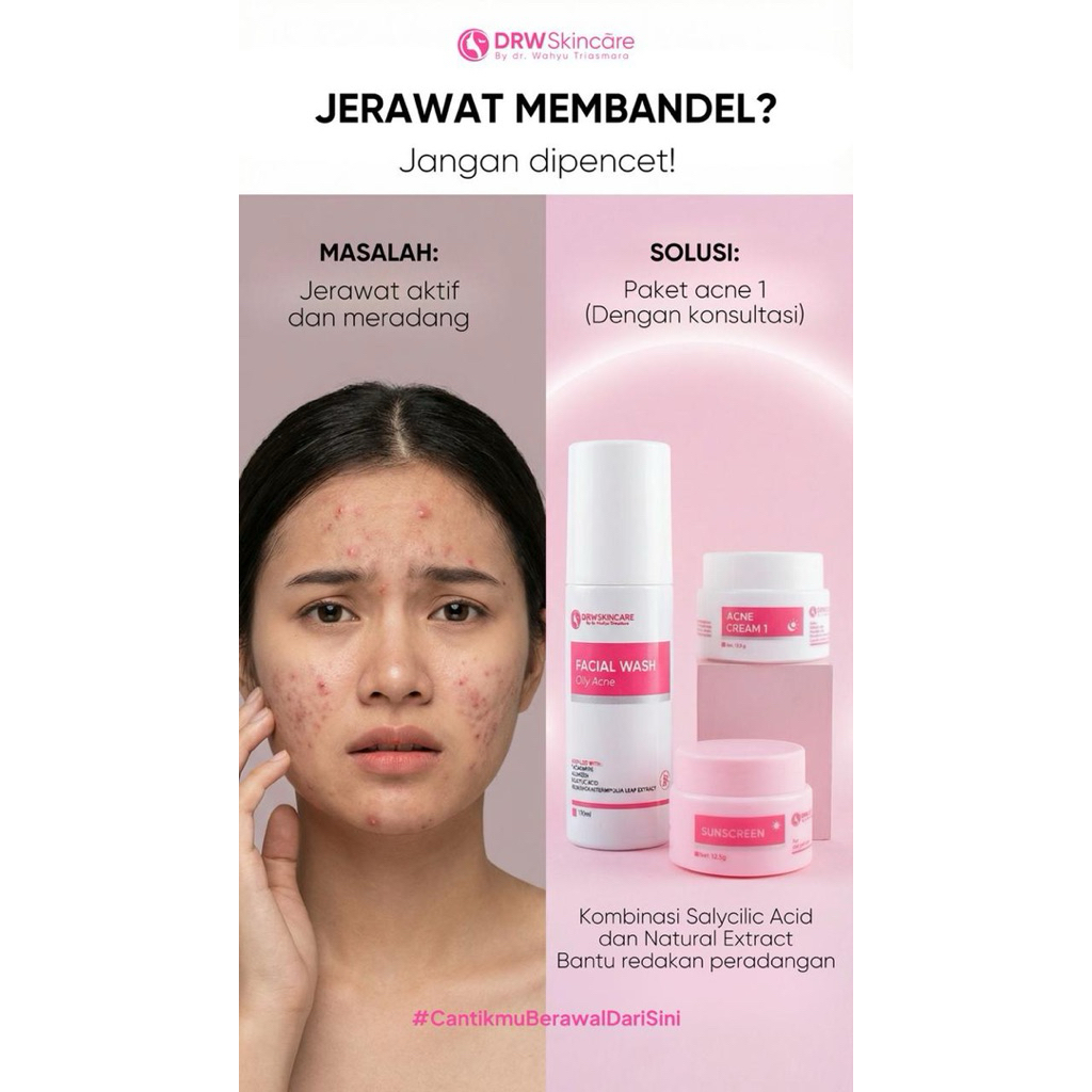 DRW SKINCARE Paket Acne 1 jerawat meradang / Totol jerawat