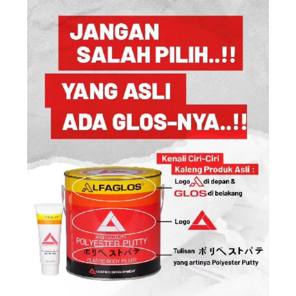 Dempul Alfa Glos Galon 3Kg Dempul Mobil Plastik Besi