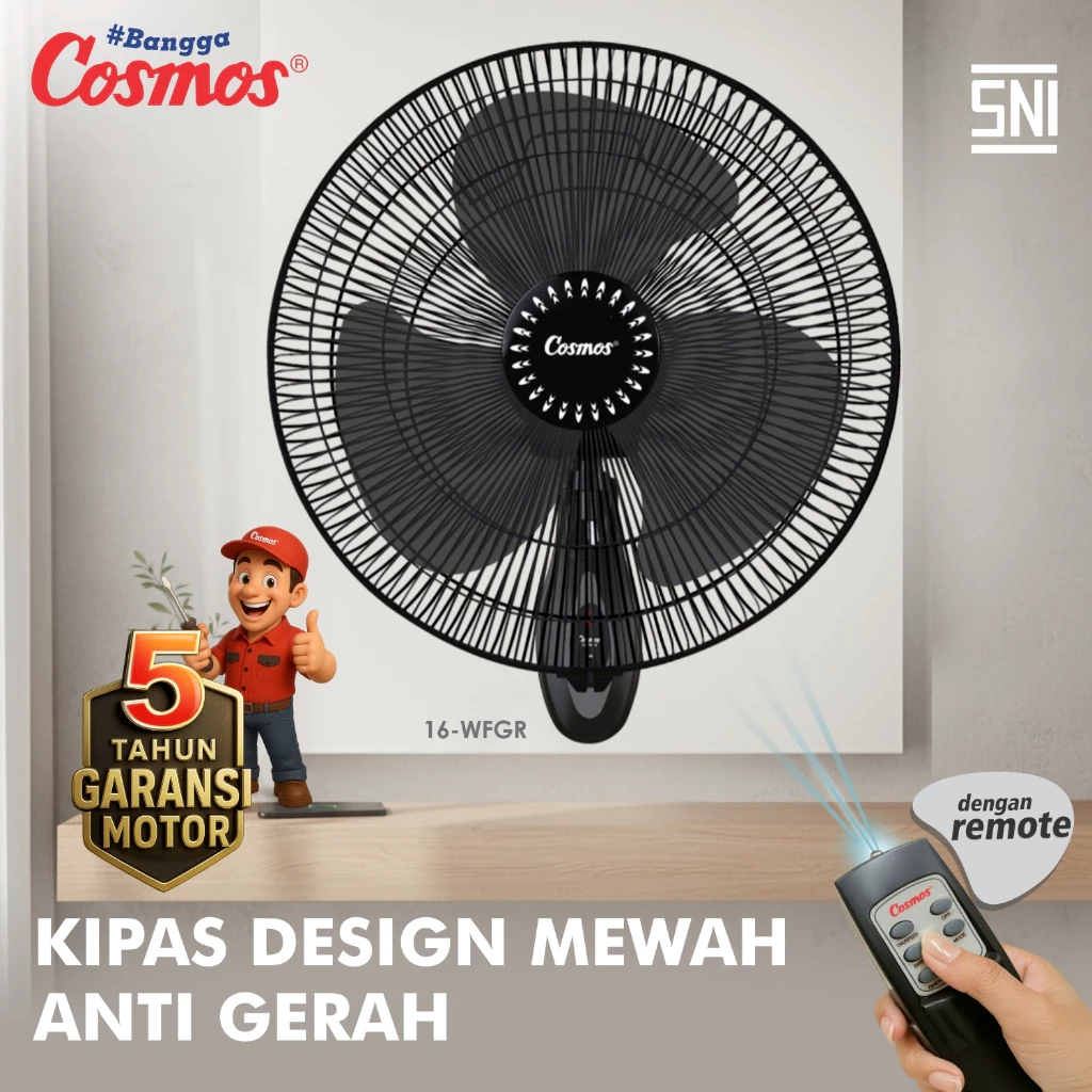 Cosmos 16-WFGR Kipas Angin Wall Fan 16-WFGR (remote) Kipas Angin Dinding 16-WFGR