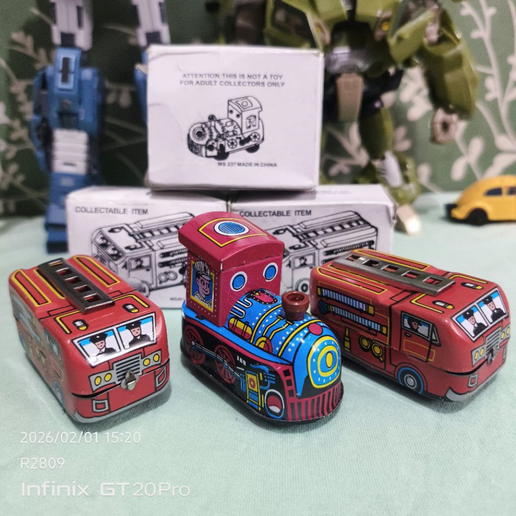 TIN TOY FIRE TRUCK & Train