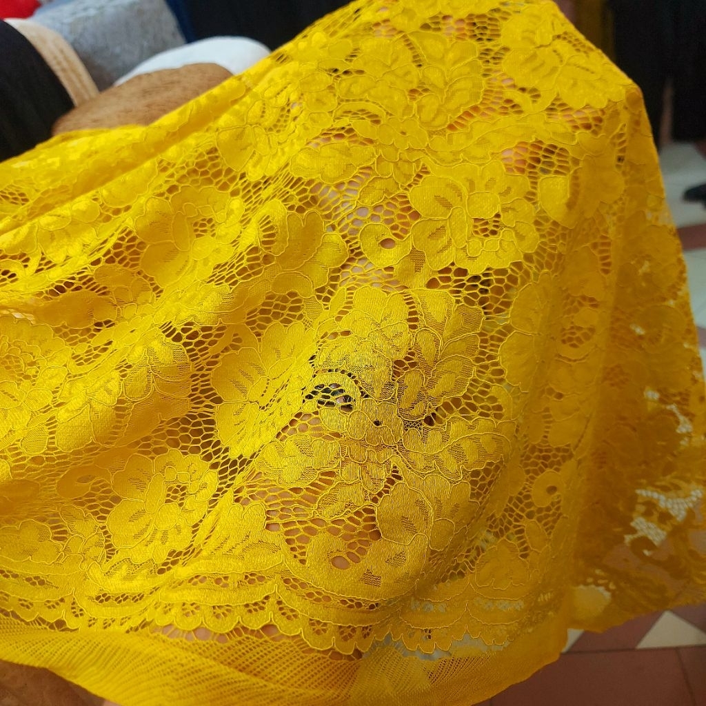 kain brokat premium  - kain brokat luxury  - kain brokat tulang  - kain brokat katun ( kuning) G-5