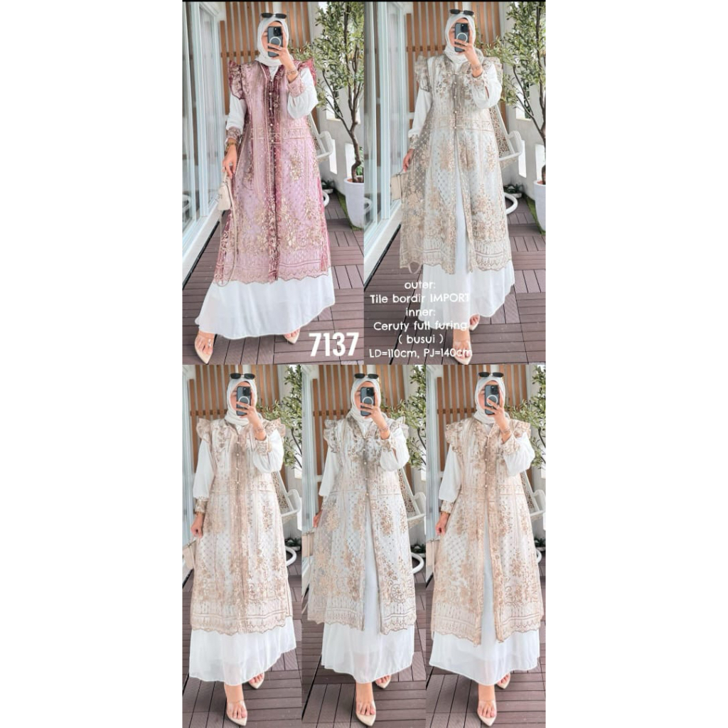 Gamis Set Outer - Gamis + Outer Brukat - Raya Series Termurah