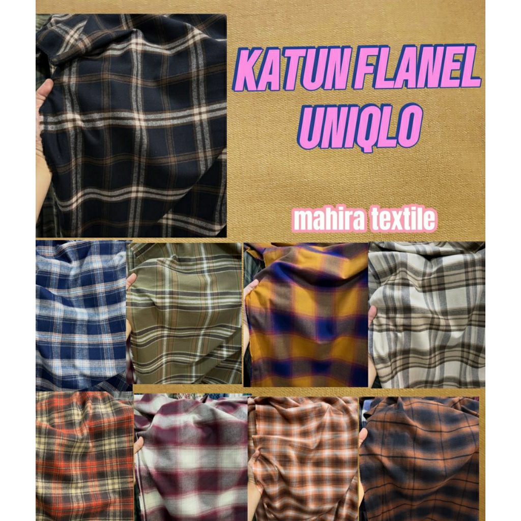 KAIN KATUN FLANEL UNIQLO IMPORT/KATUN FLANEL KOTAK-KOTAK/KAIN KEMEJA Per 0,5m