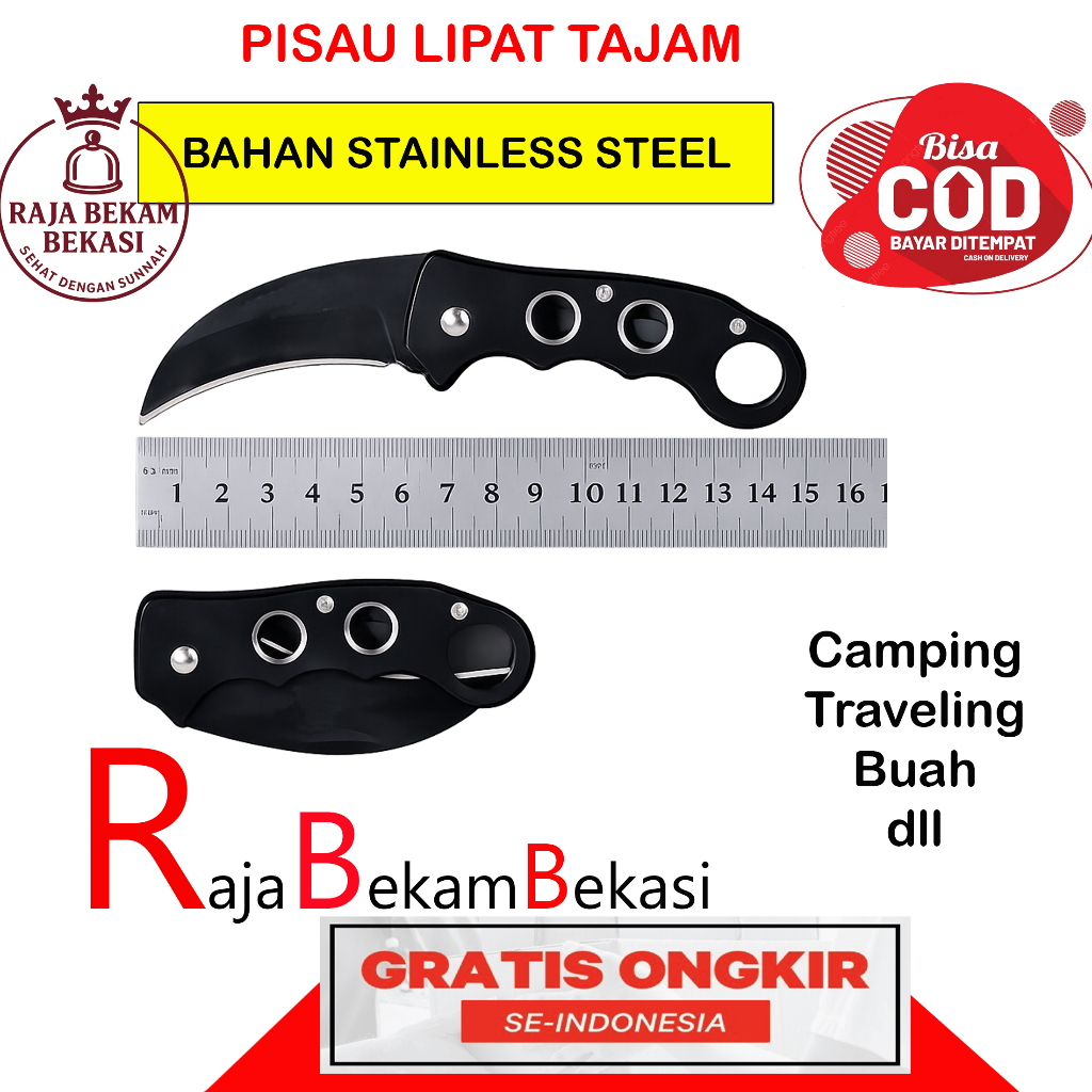 Pisau Lipat Camping Outdoor Tajam & Ringan | Pisau Buah Portable Serbaguna
