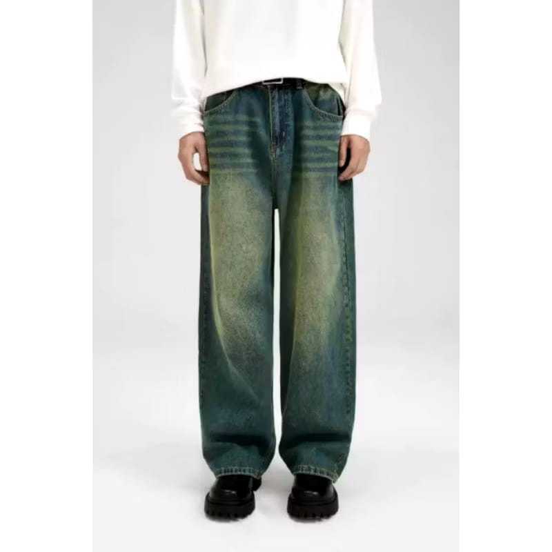 Celana Jeans Pria Korean Style Jeans Panjang pria Celana Jeans Longgar Gombrong Basic Reguler