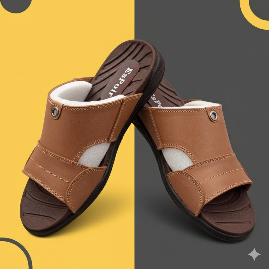 SANDAL KULIT PRIA ASLI ESPOIR MERCY O4 SANDAL PRIA SLIDE TAN SELOP SANDAL BAGUS BARU MURAH BISA COD