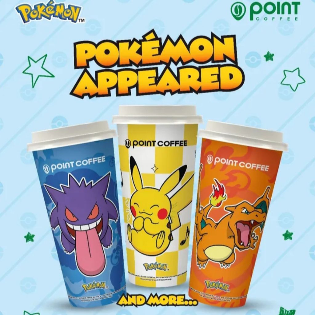 Point Coffee X Pokemon Cup Merchandise Pikachu Snorlax Charizard Eeve Mew Murah Diskon Merch Officia