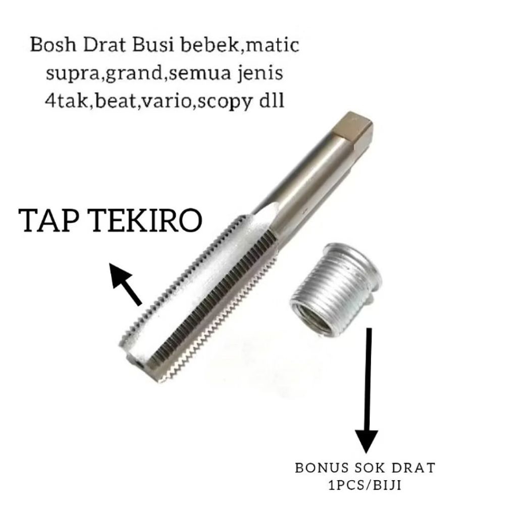 TEKIRO Tap M14x1.25 Set Bosh Busi Sok Drat Busi Bebek Matic Grand Supra Beat Vario Aerox Nmax Mio