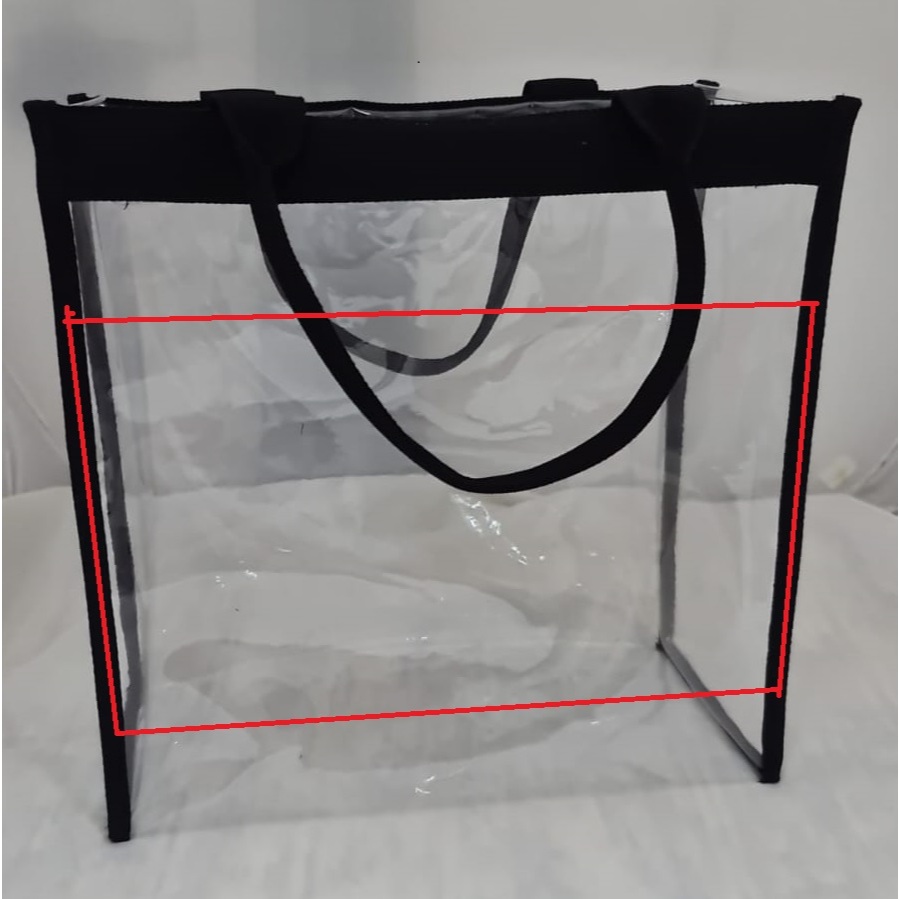 Tas Mika PVC Transparan Besar 45x35x15 cm Tebal 0.5mm (Custom Grosir)