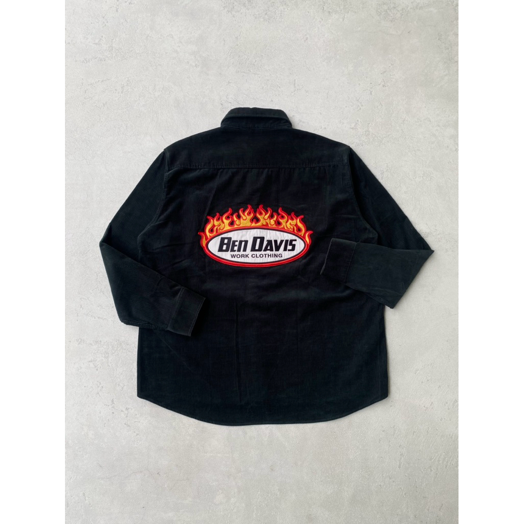 Ben Davis Corduroy Shirt Flame logo - Green