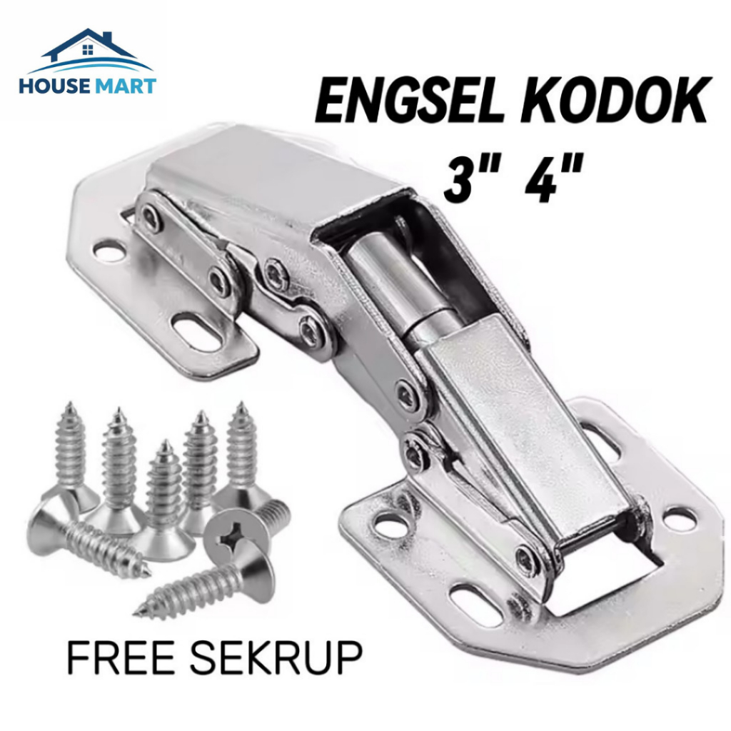 ENGSEL KODOK 3" 4" 90 DERAJAT / ENGSEL SENDOK PINTU LEMARI TANPA BOBOK ENGSEL JEMBATAN HIDROLIK 3" 4
