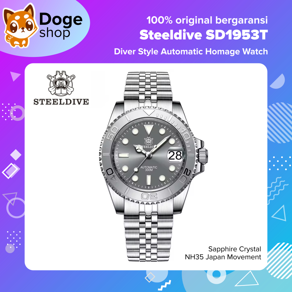 Steeldive SD1953T Automatic Watch NH35 Japan Movement Diver Style Homage Jam Tangan Otomatis