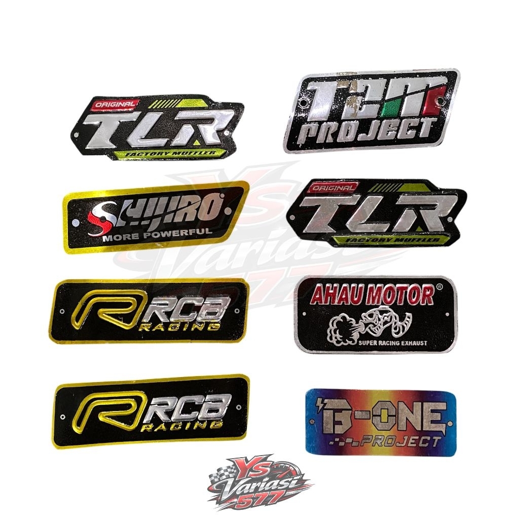 Stiker Emblem Timbul Knalpot Racing RCB,TLR,ONE PROJECT,T2M,SHIJIRO