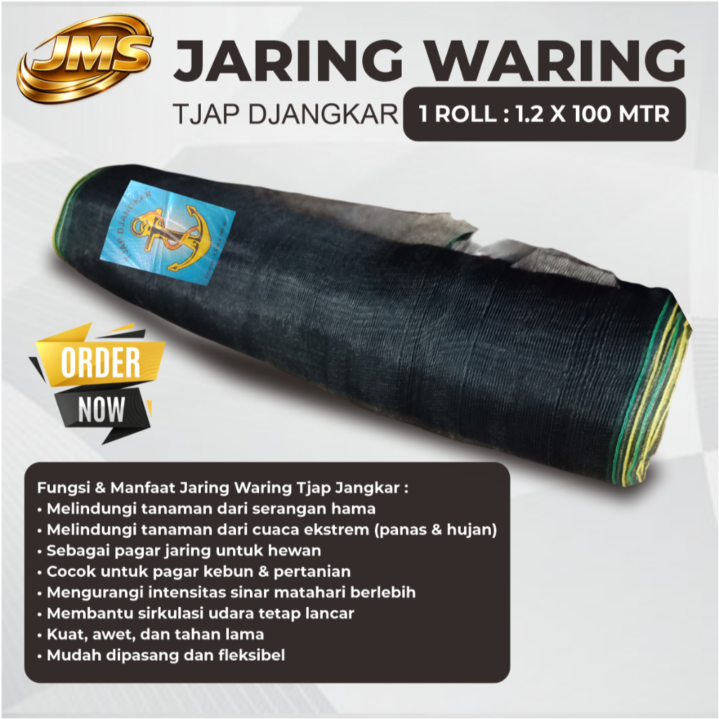 Jaring Waring Tjap Djangkar 100 meter 1 Roll  / Waring Jaring Hitam / Jaring Hitam Waring Tjap Djang
