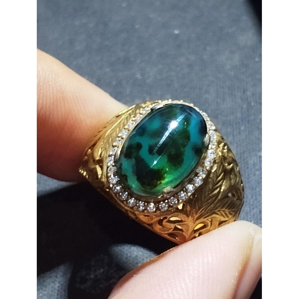 cincin perak bacan coklat Merah loreng giwang