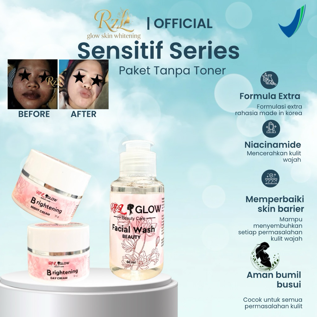 Rzl glow - Rzl glow skinwhitening - Paket sensitif - skincare basic - skincare glowing
