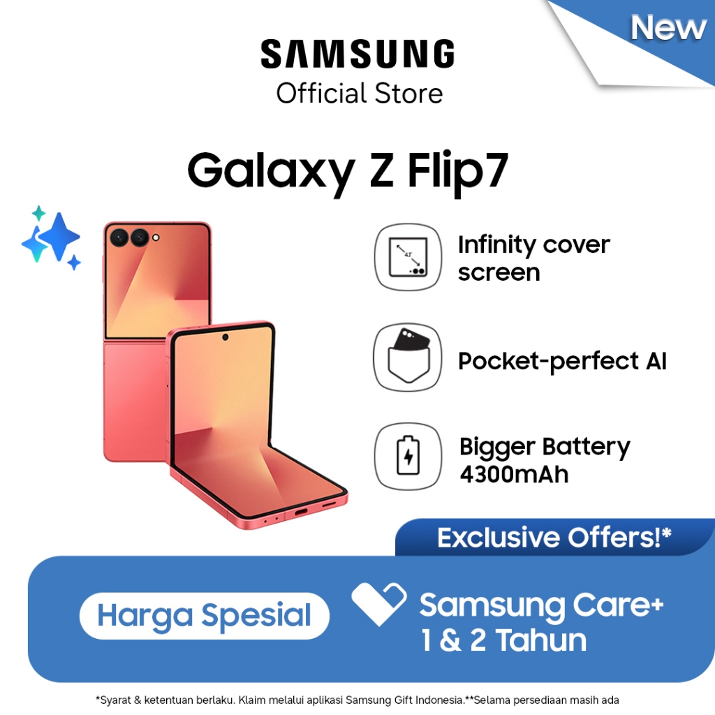 Samsung Galaxy Z Flip7 12/512GB - Coralred | Hp Lipat AI | Kamera 200MP