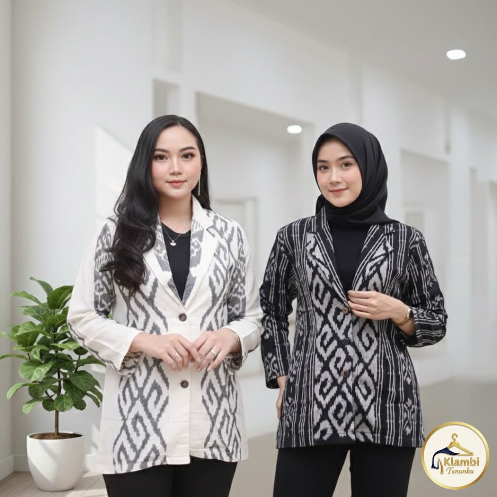 Ready Baju Kerja Kantor Tenun/Outer Tenun/Blazer Kantor Tenun/Atasan Wanita Kekinian