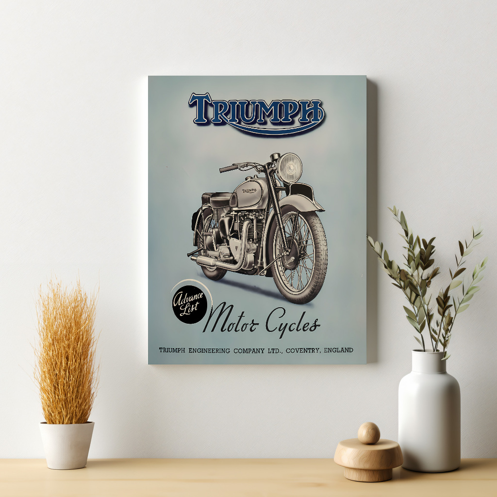 Triumph Poster Motor Cycle Iklan Jadul Retro Hiasan Dinding