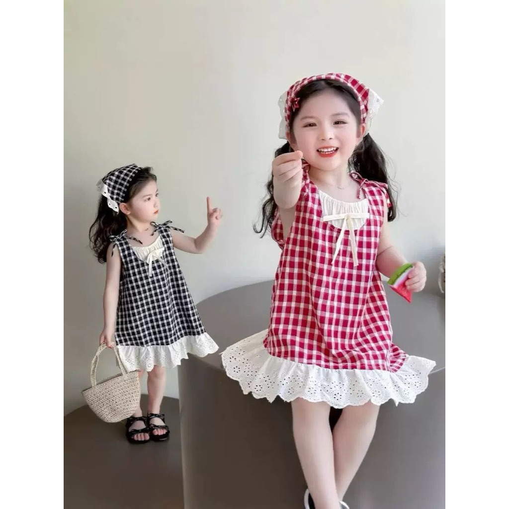 Dress Katun Kotak Kotak Anak Perempuan