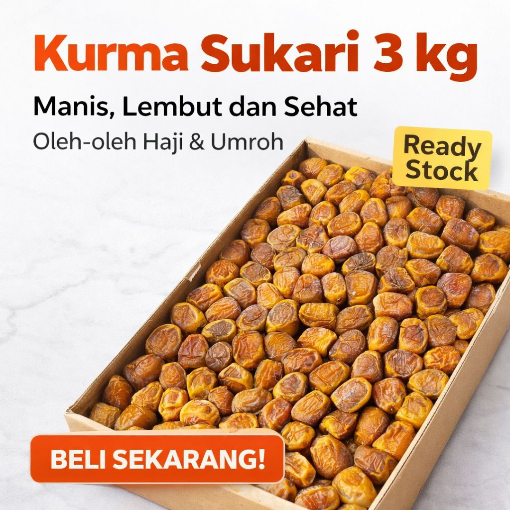 KURMA SUKARI 3KG PREMIUM - Kurma Sukari Kurma Oleh-Oleh Haji Umroh Kurma Sukari dus / Kurma Sukari