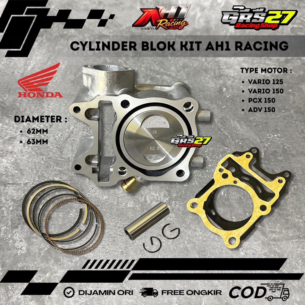 BLOK SEHER PAKET BORE UP AH1 62-63 MM VARIO 125/150 PCX 150 ADV 150 PIN 13 PIN 14 KZR K59 IRON CASTI