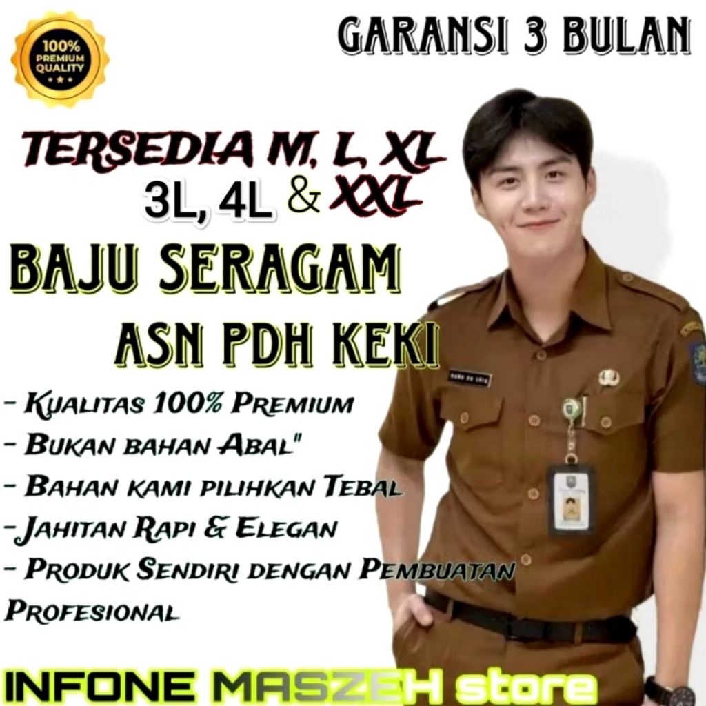 Promo Stelan Seragam COKLAT TUA Pemda PNS ASN PDH Pria/Wanita Cokelat Khaki Tua / Seragam Kejaksaan 