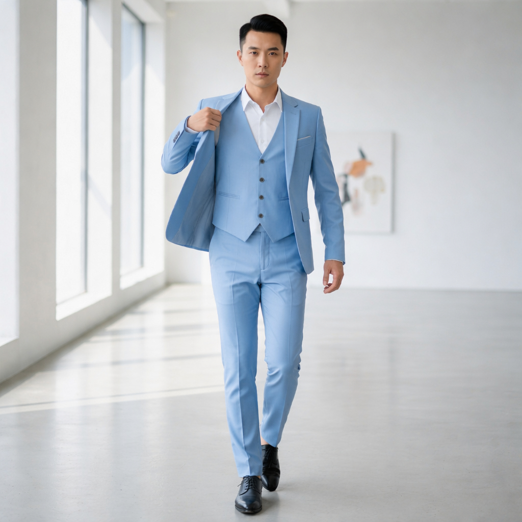 BLAZER JAS PRIA WARNA BIRU MUDA ELEGAN | SETELAN CYAN EVENT SLIMFIT MODERN