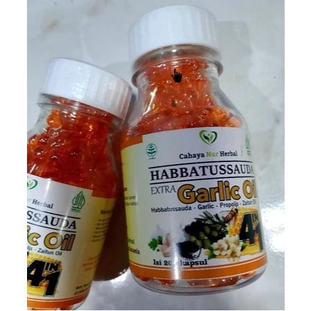 HABBATUSSAUDA  OIL PLUS GARLIC 200 KAPSUL  Menurunkan tekanan darah tinggi Menurunkan kadar serum ko