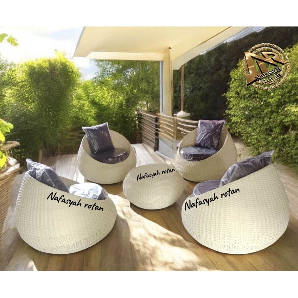 set lengkap kursi tulip rangka aluminium - cover jok kain waterproof