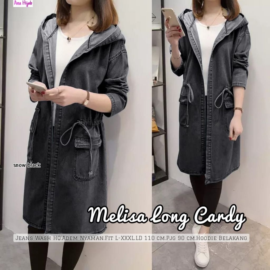 [BISA COD] NEW MELISA LONG CARDY / JEANY LONG OUTER JUMBO LD 110CM MATT JEANS WASH PREMIUM LONG CARD