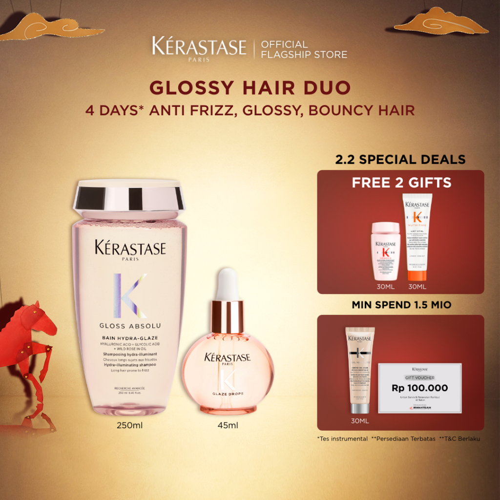 [New Launch] Kerastase Gloss Absolu Glossy Hair Duo Set - Bain Hydra Glaze 250ml & Glaze Drop Hair O