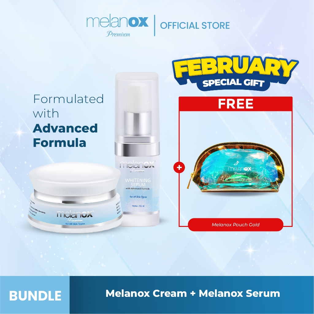 Paket Melanox Premium Serum + Melanox Premium Cream Bundle Combo Cream Serum Whitening Menyamarkan N
