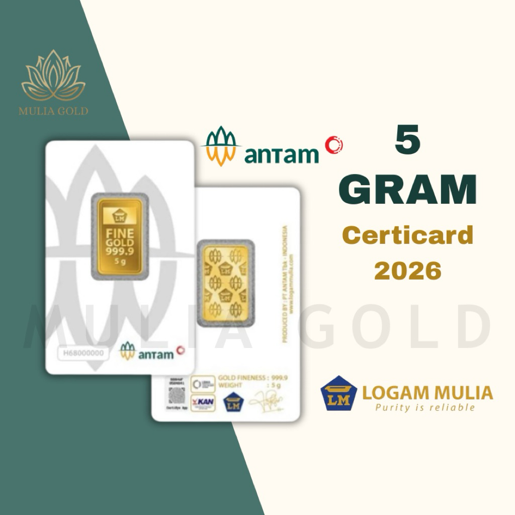 LOGAM MULIA ANTAM 5 GRAM CERTICARD/LM ANTAM/EMAS BATANGAN