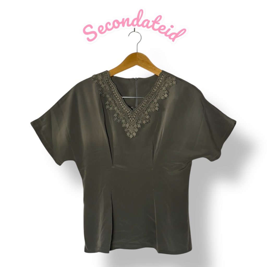 atasan kondangan wanita hijau army by secondateid