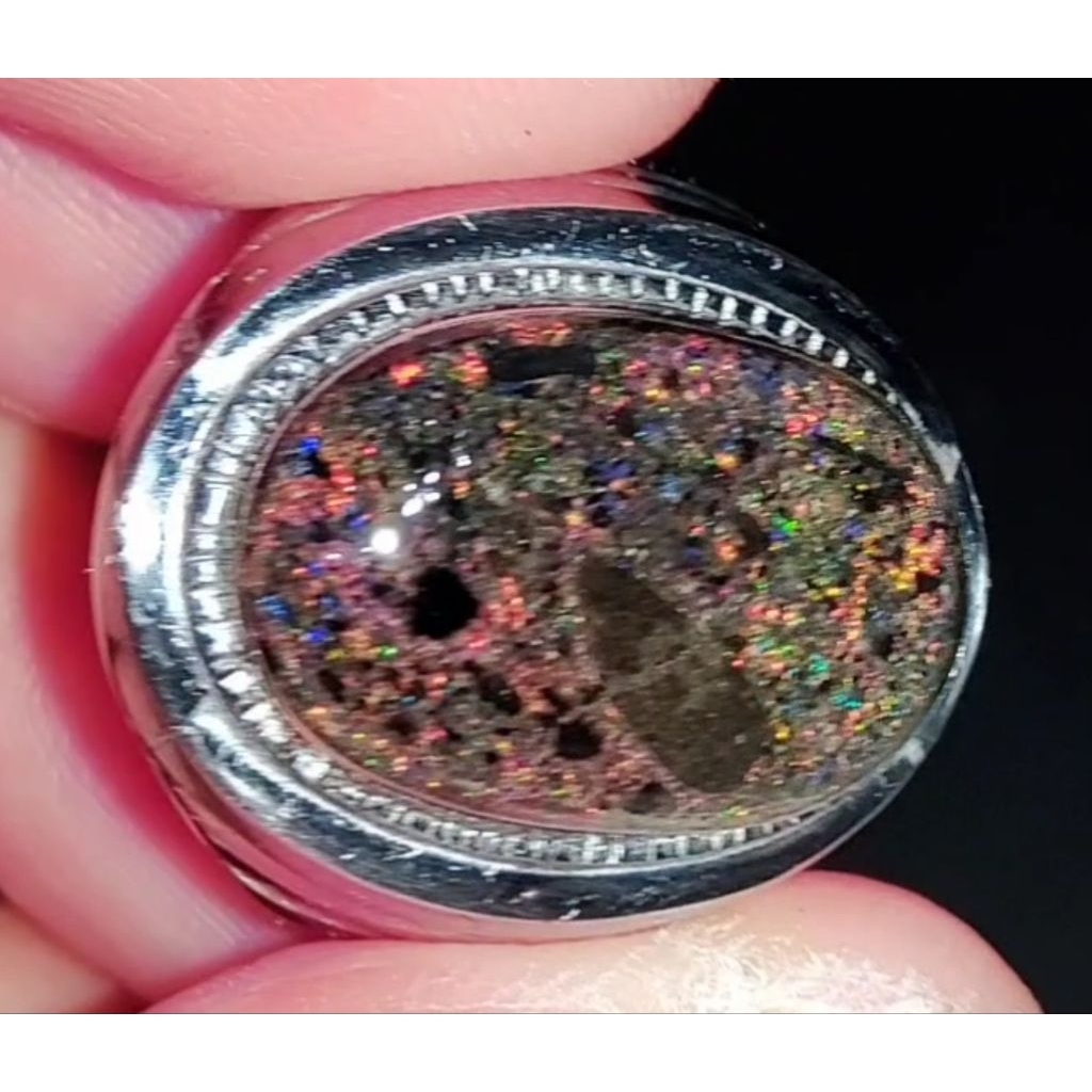 cincin black opal andamoka matrix natural asli alam Australia