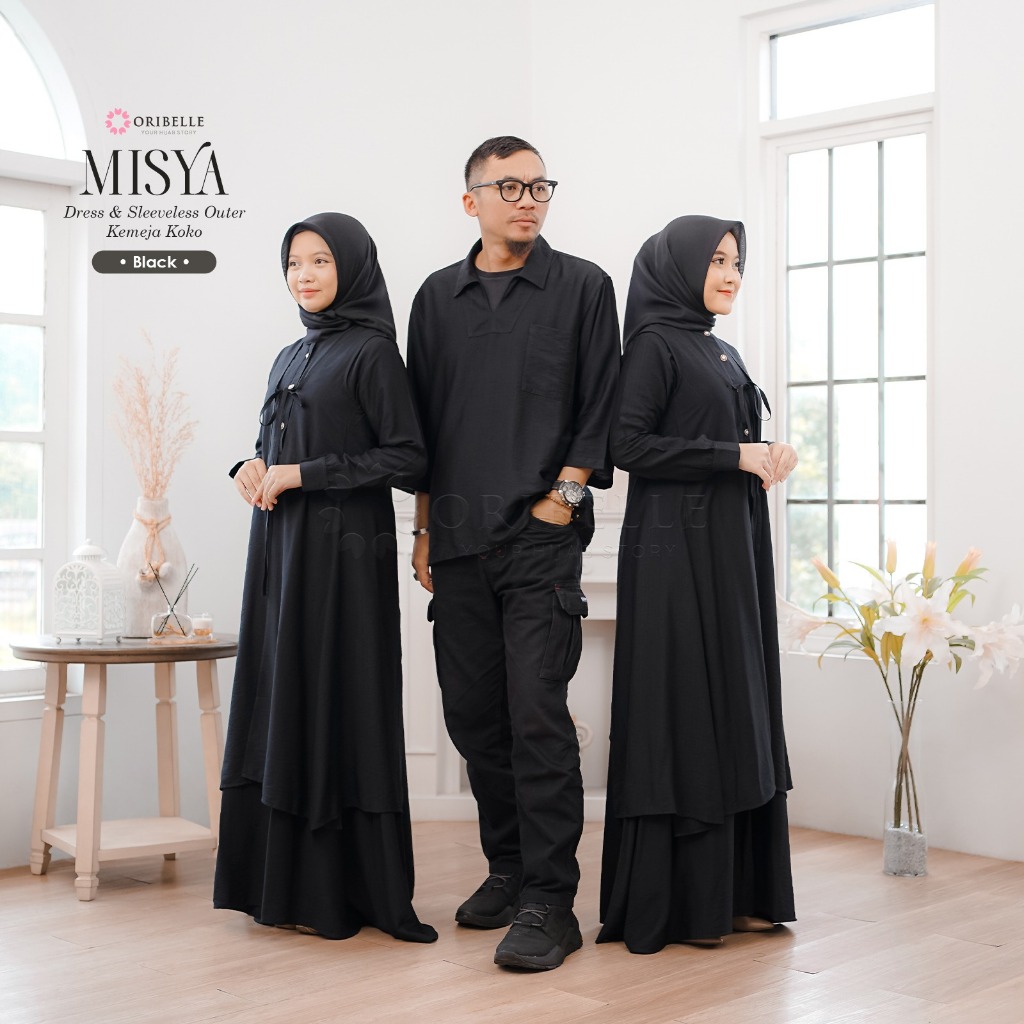 ORIBELLE MISYA - Sarimbit Lebaran 2026 l Family Set l Baju Couple Keluarga l Set Dress + Long outer