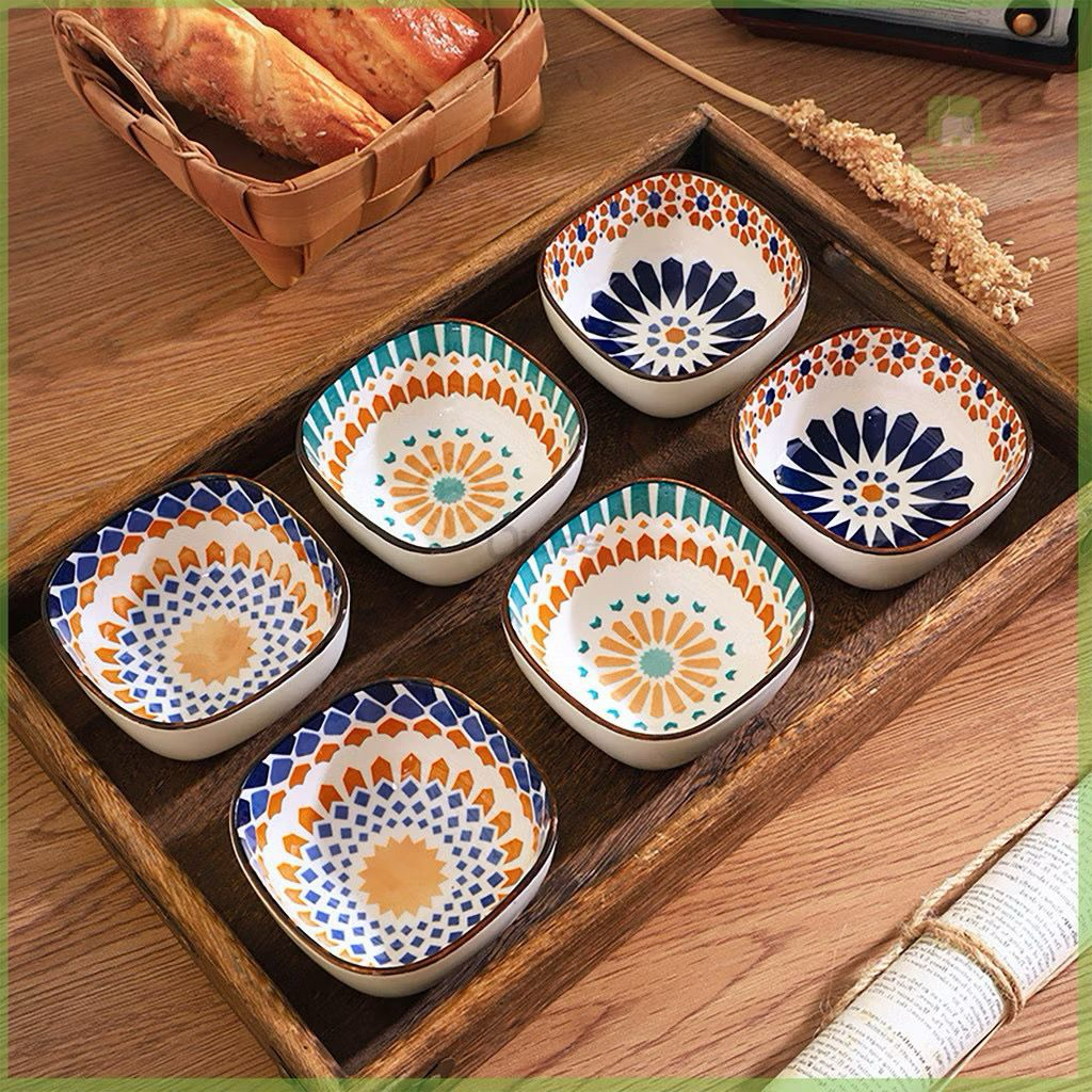 Mangkok Saji Keramik Korea Aesthetic Full Motif Dalam Mangkok Kecil