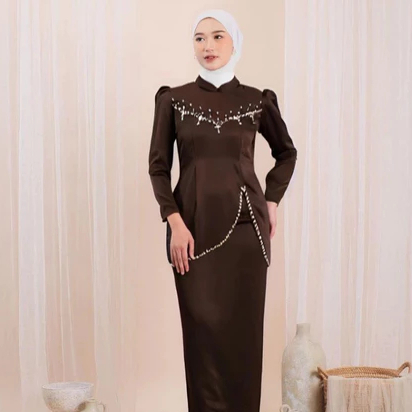 Oneset Baju Kurung Melayu Malaysia Terbaru Baju Kondangan Seragam Bridesmaid Baju Wisuda full payet