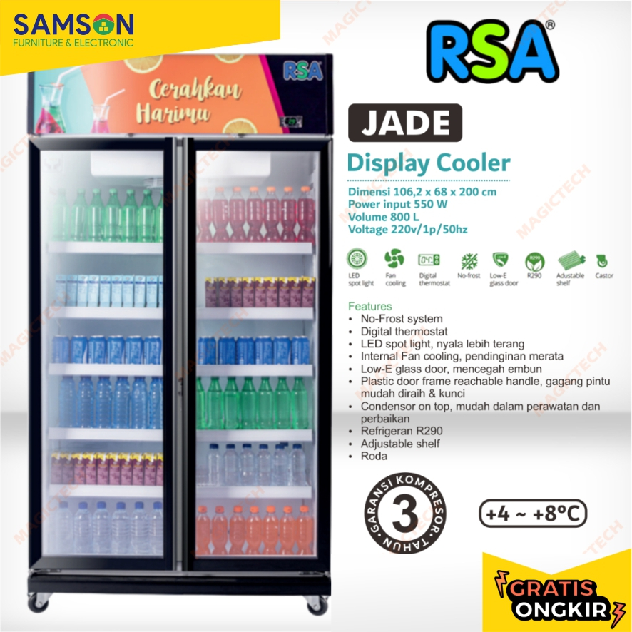 RSA SHOWCASE DISPLAY COOLER JADE 2 PINTU 800 Liter