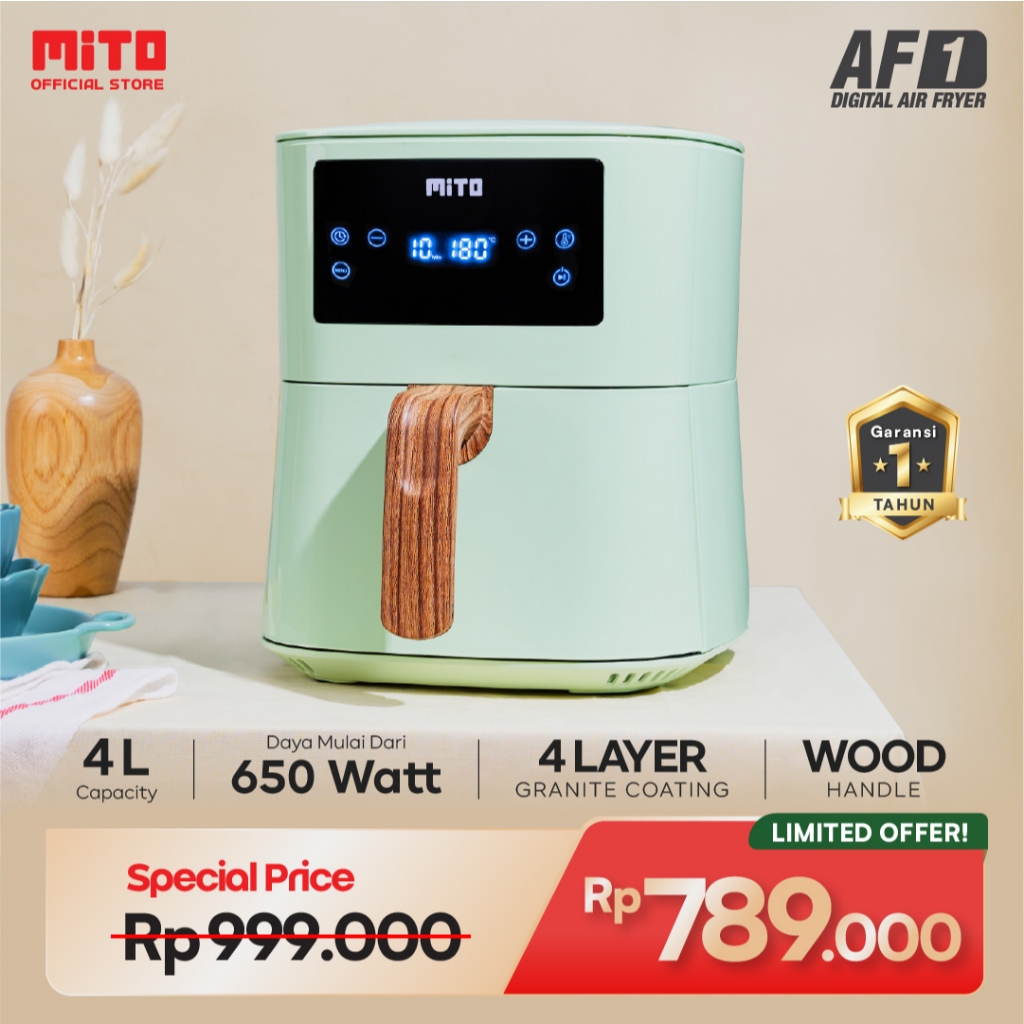 Mito AF1 Digital Air Fryer 4L - Penggorengan Tanpa Minyak