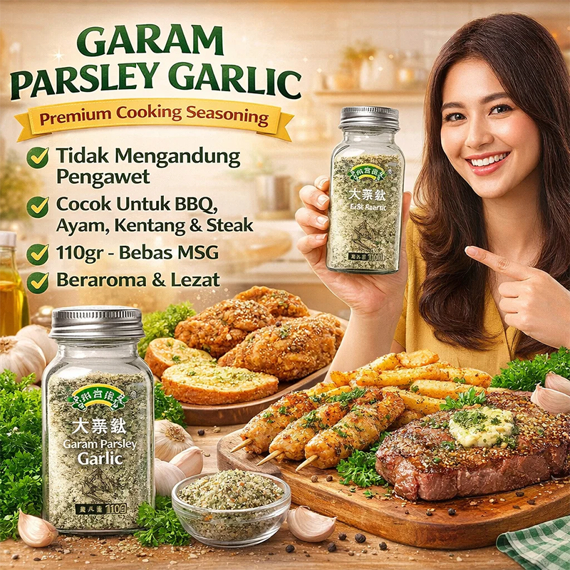 Beli 1 Gratis 1 - [Rendah Kalori] 110g Garam Peterseli/Parsley Garlic Salt/Garam Bawang Putih/Bumbu 