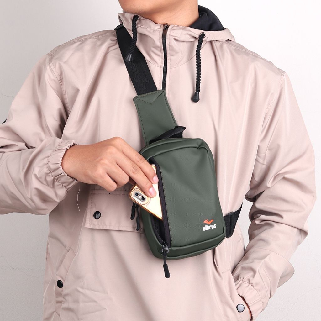 Tas Slingbag Pria Bahan Bimo Warna Hijau Army