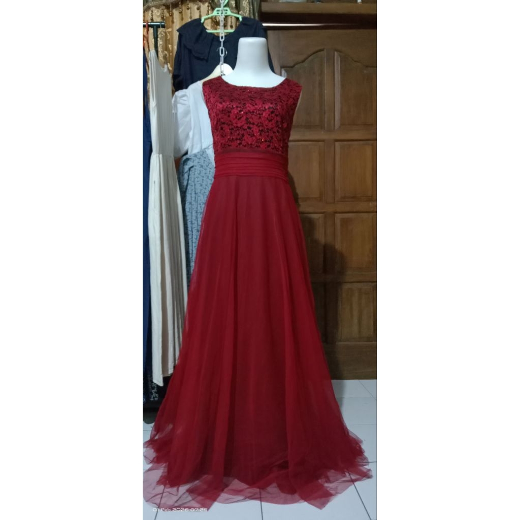 long dress gaun pesta tutu mewah megar preloved