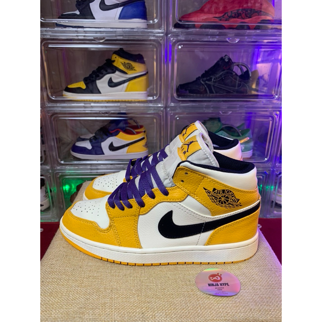 AIR JORDAN 1 MID LAKERS UNIVERSITY GOLD RETRO , AIR JORDAN MID LAKERS GOLD RETRO , SHOES , SNEAKERS