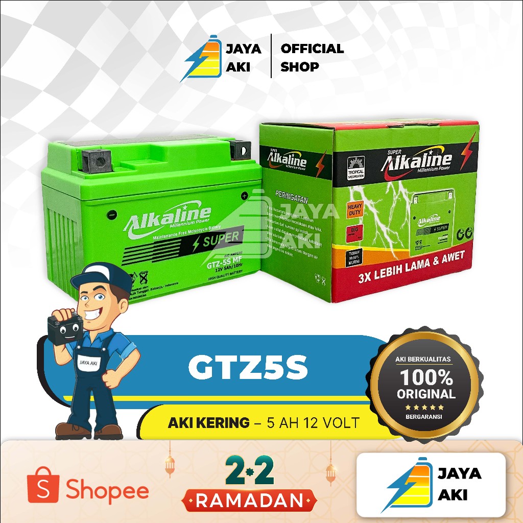 Aki Motor ALKALINE GTZ5S MF Aki Kering Motor Honda Beat karbu Beat FI Vario 110 Supra X 125 Scoopy S