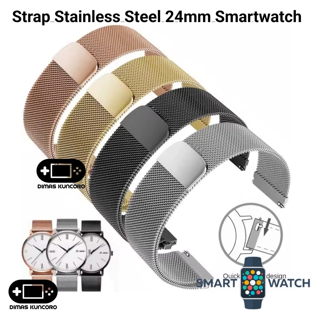 Strap Stainless Steel 24mm Smartwatch tali jam tangan mesh rantai pasir north edge laker 2 apache 3 
