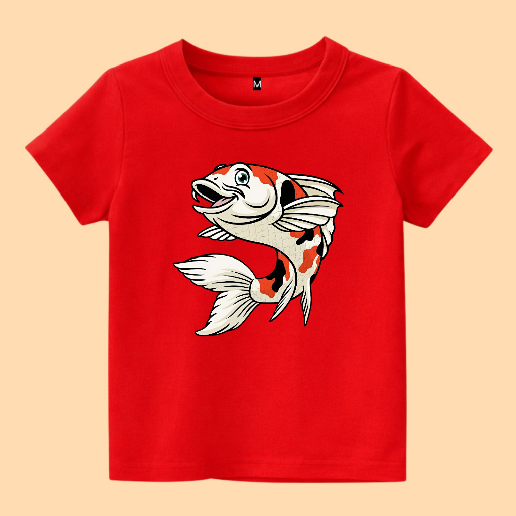 Baju kaos anak ikan mas koi kartun lucu